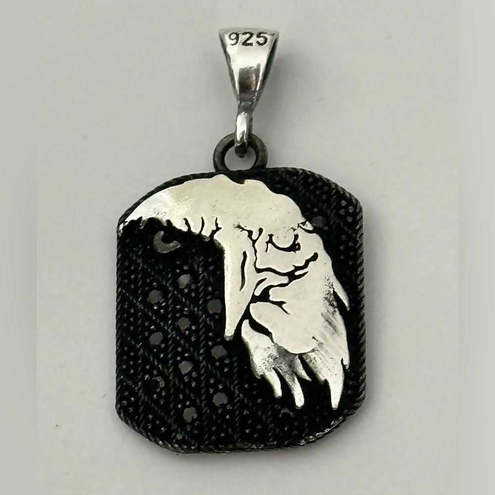 925 Silver eagle pendant with black cz